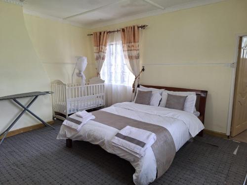 ein Schlafzimmer mit einem großen Bett und einem Fenster in der Unterkunft Ol-tome Country House - Nakuru in Nakuru