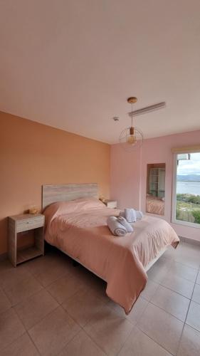 a bedroom with a large bed and a window at Robinson Alojamientos - Edificio Erico Orlando in Ushuaia