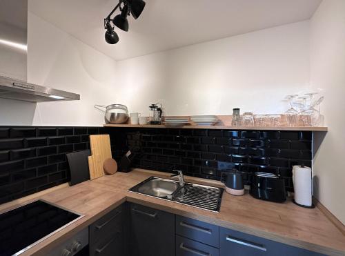 a kitchen with a sink and a counter top at Urban Studio in Buttelstedt
