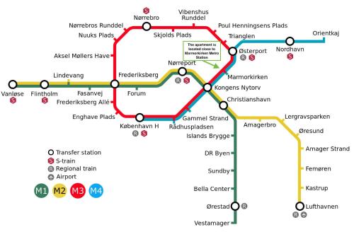 um mapa do mapa do tubo de Melbourne em Centrally Located 3 Bedroom Flat em Copenhague