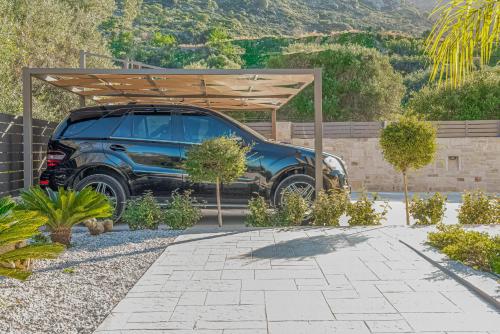 Κήπος έξω από το Chris and Stratos villa with private ecologic pool and kid's playground!