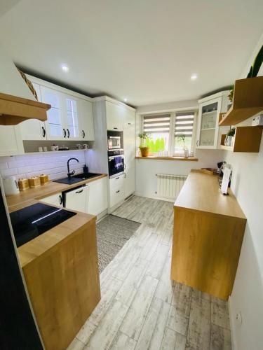 A kitchen or kitchenette at Apartament Drewno Pasja