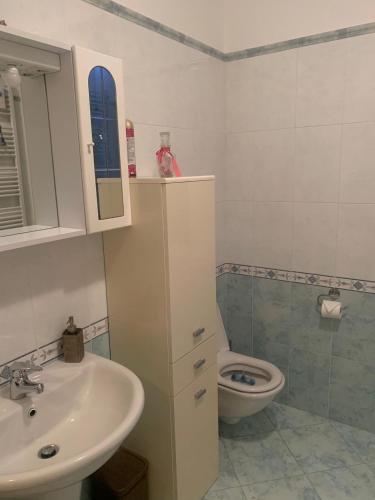 a bathroom with a sink and a toilet at Grazioso appartamento a Osteria Nuova in Sala Bolognese