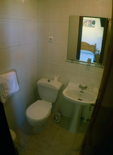 a bathroom with a toilet and a sink at Hostal Baviera in Pesués