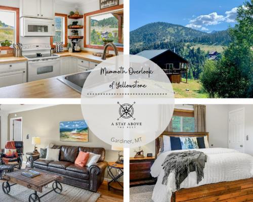 a collage of pictures of a kitchen and a living room at Mammoth Overlook Of Yellowstone in Gardiner