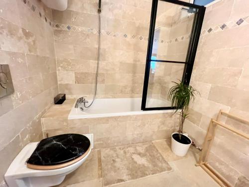 Gagny的住宿－La Perle - Duplex Jardin proche Paris，一间带卫生间和浴缸的浴室