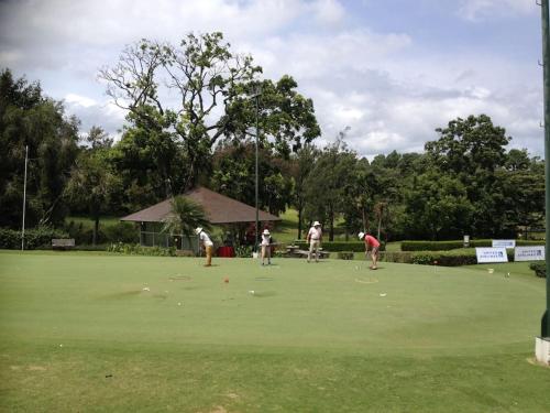 un grupo de personas jugando al golf en un campo en Convention Center Residential Loft/8k from Airport, en Electriona