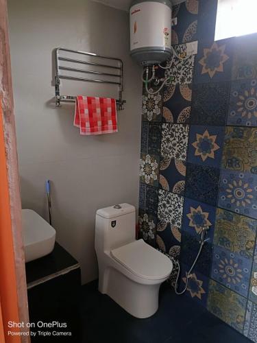 La salle de bains est pourvue de toilettes et d'un lavabo. dans l'établissement Jamnagar Hills resort, à Udaipur