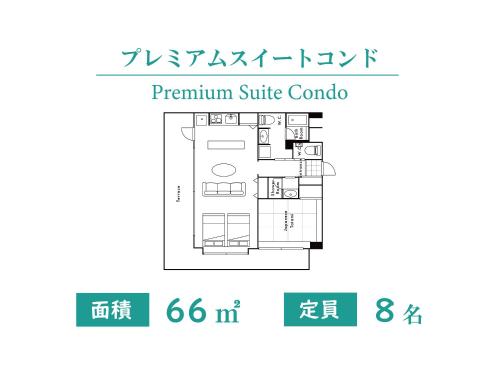 a floor plan of a premium suite condominium at Private Condo Chatan Jagaru by Coldio Premium in Chatan