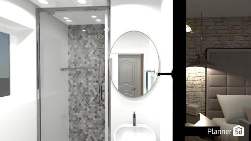 Ένα μπάνιο στο Alykes Studios & Suites