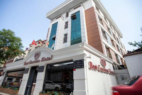 a store front of a building on a street at BEST GARDEN HOTEL in Istanbul