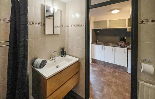 baño pequeño con lavabo y cocina en Stunning Apartment In Bruinisse With Wifi, en Bruinisse