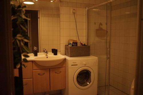 A bathroom at Central Oslo apartment including parking