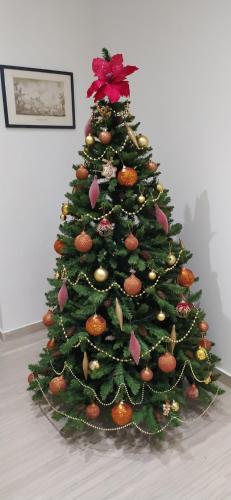 a christmas tree sitting on top of a table at La Rosa del Salento in San Cesario di Lecce