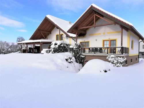 AlbrechtsにあるFerienwohnung Fuchsの雪に覆われた家