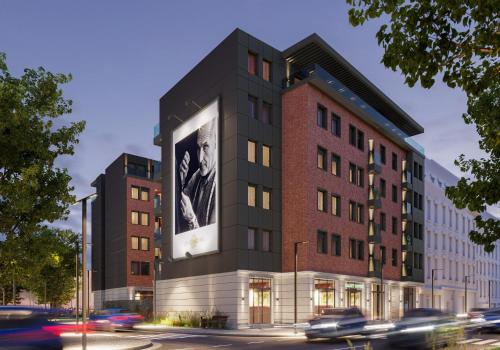 a building with a large advertisement on the side of it at The Residence 59 in Belgrade