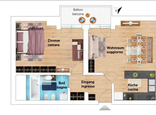 Housetirol في Niederolang: مخطط لغرفة ذات مخطط ارضي