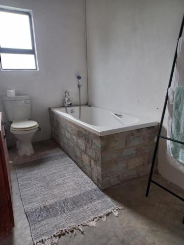 a bathroom with a bath tub and a toilet at Kwa Flats-Emaweni in Lusikisiki