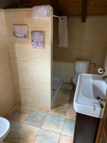 łazienka z umywalką i toaletą w obiekcie El llagar de Mestas De Con w mieście Con