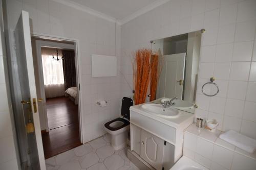 a white bathroom with a sink and a toilet at Attaché Guest Lodge & Health Spa in Midrand
