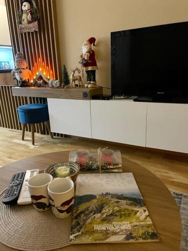 コラシンにあるApartments Goraのリビングルーム(コーヒーテーブル、テレビ付)