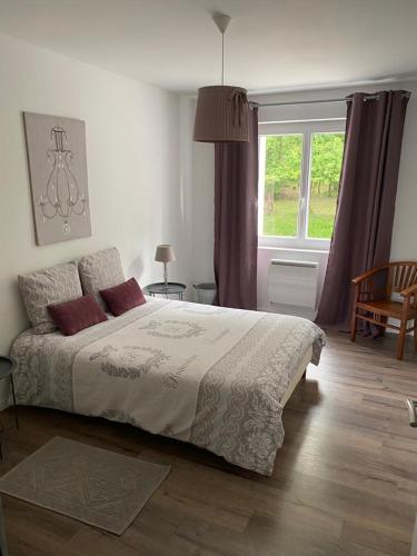 a bedroom with a large bed and a window at Paisible logement à Brive proche centre-ville et campagne avec Wifi Netflix et Parking privé in Brive-la-Gaillarde