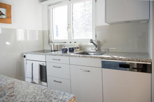 Virtuvė arba virtuvėlė apgyvendinimo įstaigoje Cristallina holiday flat for 4 people Lenzerheide