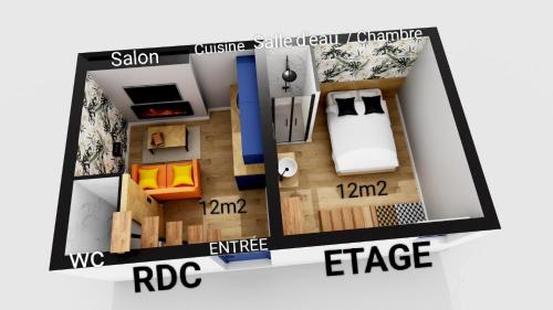 un plan de plancher dans l'établissement L'Abri Du Port by MRODBNB - Maison Neuve - 25m Plage & Resto - Ciné - Cheminée - Popcorn, à Cancale