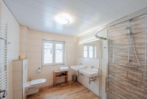 a bathroom with a sink and a shower at Haus Kirchgasser in Altenmarkt im Pongau