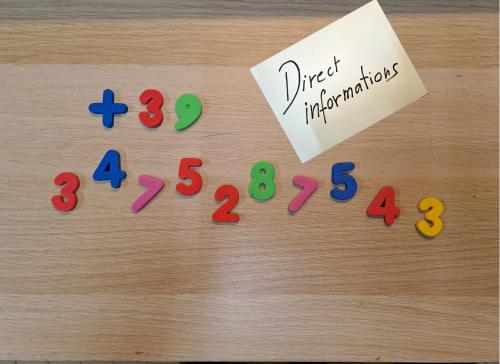 a group of colored numbers on a table next to a note at Agordo Col di Foglia in Agordo