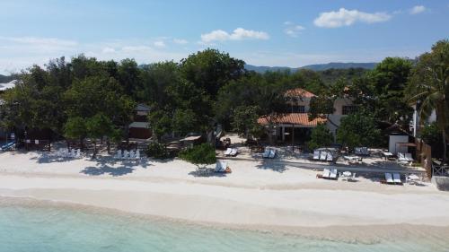 an aerial view of the beach at a resort at Blue Island Punta Rucia in Punta Rucia