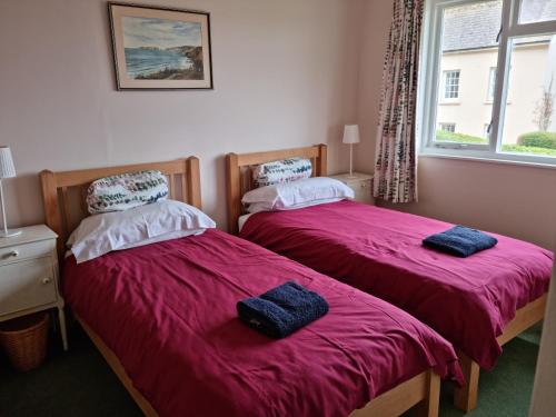 twee bedden naast elkaar in een slaapkamer bij Coldstream Cottage in Dale