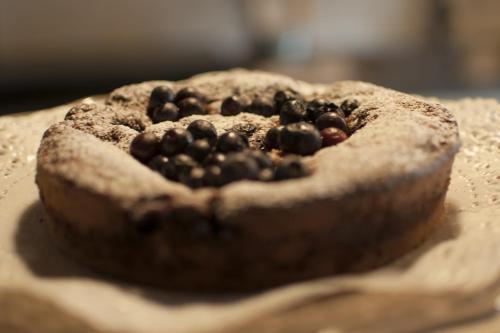 a banana with black beans on top of it at Maison d'hôtes Victoret in Challand Saint Victor