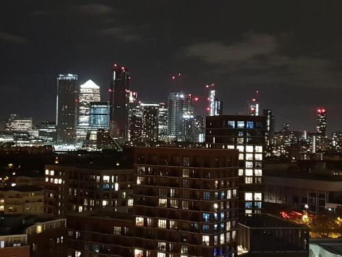 a view of a city at night with at Central Room with Stunning Views in London