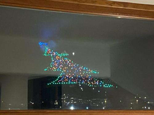 a christmas tree made out of christmas lights at Casa Gianfranco in Gubbio
