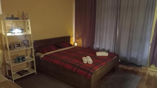 パレにあるStudio apartman nestのベッドルーム1室(靴2本付)