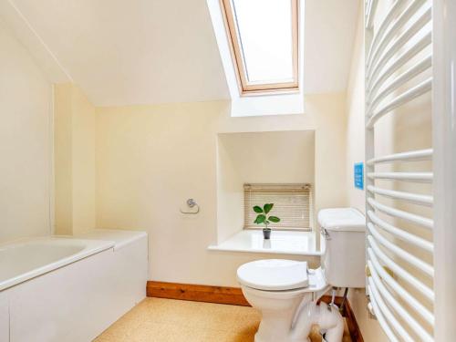 a bathroom with a white toilet and a window at 1 bed in Bala 88450 in Llandderfel