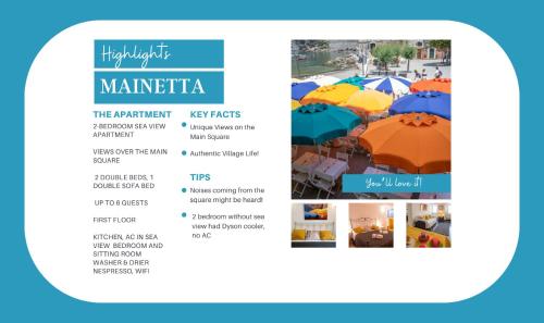 ヴェルナッツァにあるMainetta Sea View Apartment with ACの傘を持つレストランのメニューのスクリーンショット