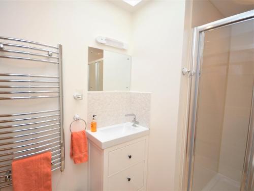 uma casa de banho com um lavatório e um chuveiro em 1 Bed in Abergavenny 47886 em Abergavenny