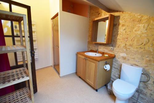 ein Bad mit einem WC und einem Waschbecken in der Unterkunft Maison de village proche Dordogne in Lacapelle-Biron
