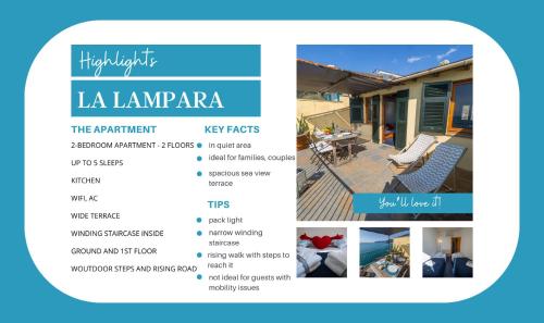 マナローラにあるLa Lampara Sea View Terrace Apartmentのラマラ家のチラシ