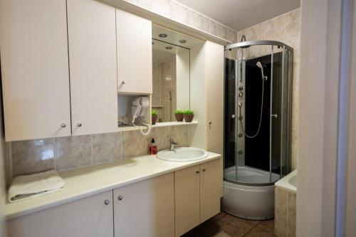 un bagno con lavandino, doccia e WC di Marynia by Rentoom a Toruń