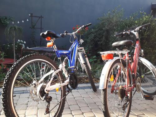 two bikes are parked next to each other at Całoroczny Apartament u Grzegorza in Lidzbark