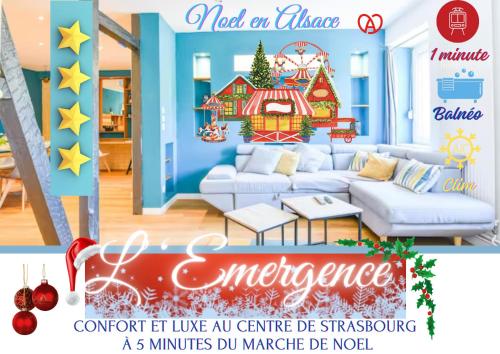 a flyer of a living room with a christmas room at A découvrir - L'Emergence in Strasbourg