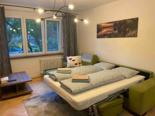 Ένα ή περισσότερα κρεβάτια σε δωμάτιο στο New spacious one-room apartment