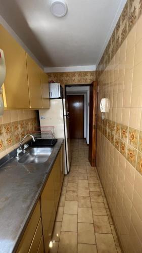 eine kleine Küche mit Spüle und Kühlschrank in der Unterkunft Check and Home - Rawson - 4 huéspedes amplio en el centro in Mar del Plata