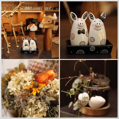 a collage of pictures with figurines of animals and flowers at KOASA HOF Bed and Breakfast in Oberhaag