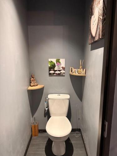 a bathroom with a white toilet in a room at The MiniDream 07 in Tournon-sur-Rhône