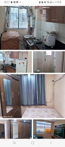 a collage of photos of a kitchen and a room at Apartamento na zona oeste in Padre Miguel