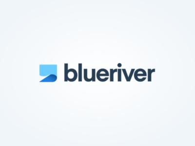 un logotipo azul sobre fondo blanco en Blue River, en Santa Marta